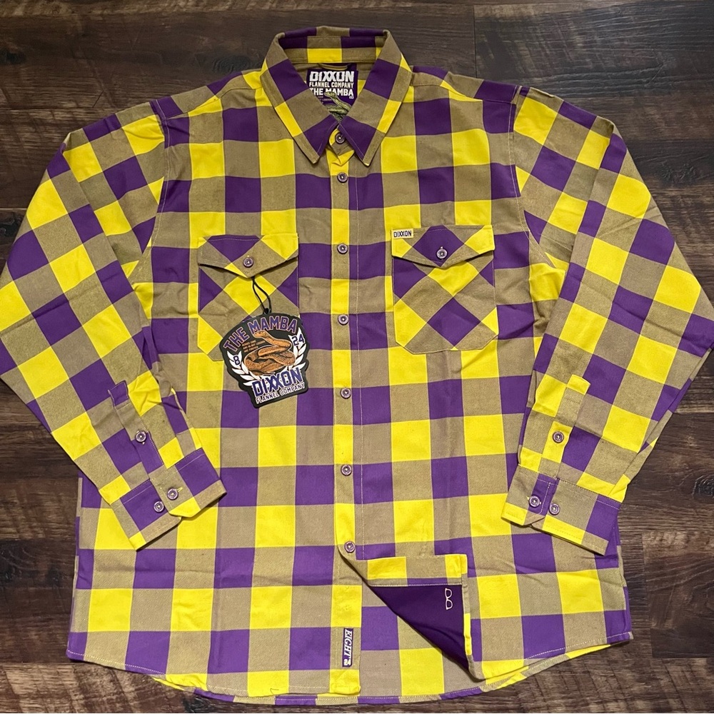 NWT NWOT Dixxon flannel mamba Kobe Bryant purple plaid button front shirt 2XL